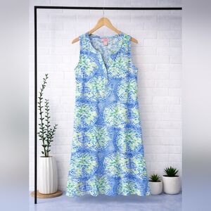 Lilly Pulitizer Blue and Green Sleeveless Dress XXS Small Resort Wear Vacation